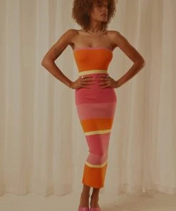 Peppermayo Exclusive New & Most Loved Back On Top Knit Midi Dress - Sherbet Stripe