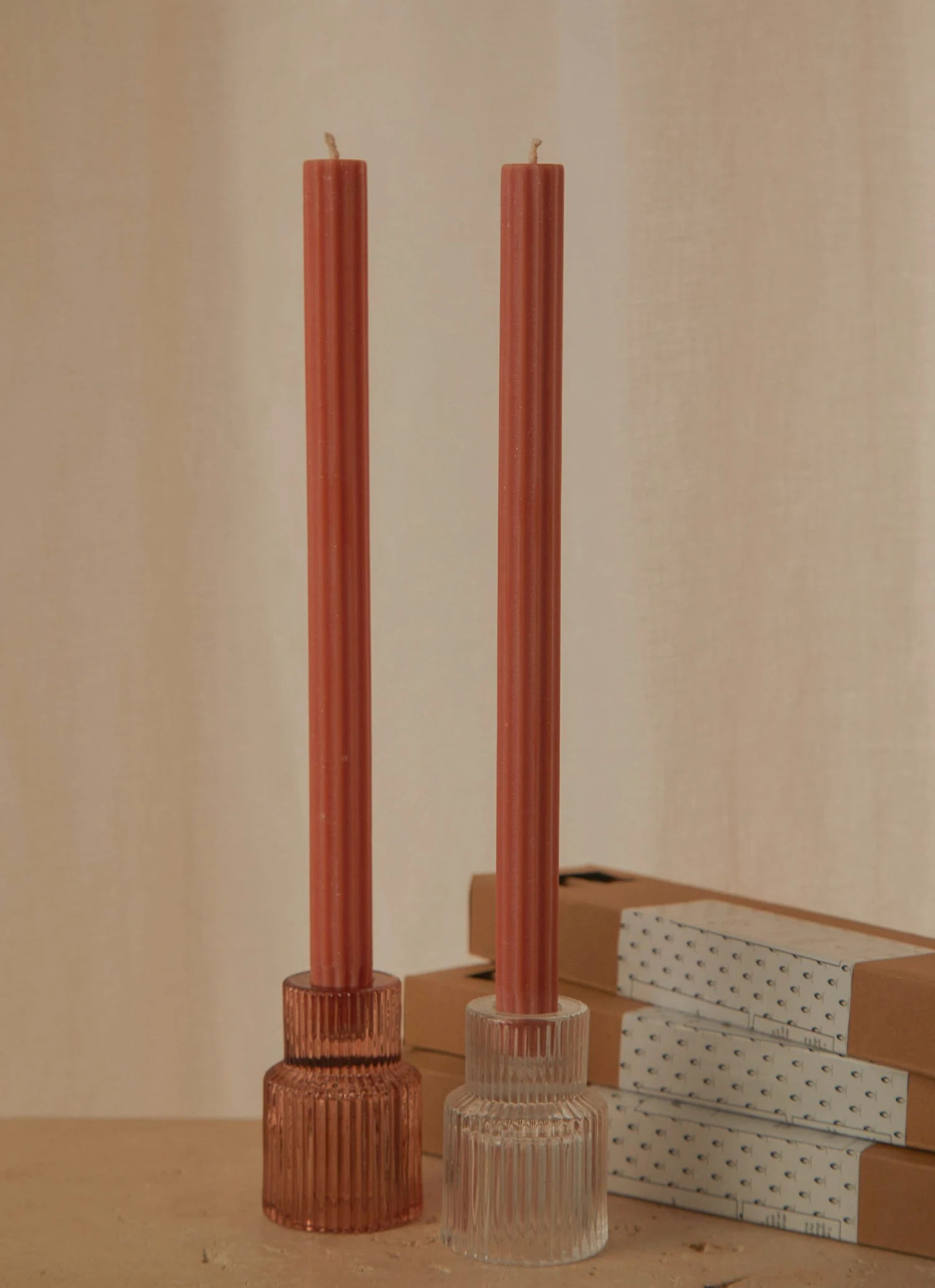 Peppermayo Moreton Eco Fluted Dinner Candle 2 Pack - Baked Clay 5 Peppermayo Moreton Eco Fluted Dinner Candle 2 Pack - Baked Clay