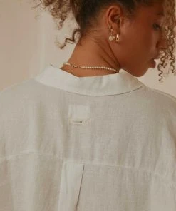 Nude Lucy New & Most Loved Nude Linen Lounge Shirt Dress - White