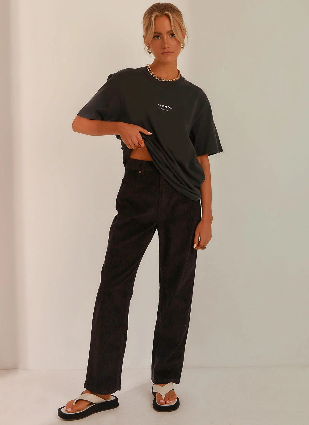 Afends Shelby Hemp Corduroy High Waist Wide Leg Pant - Black New & Most Loved 5 Afends Shelby Hemp Corduroy High Waist Wide Leg Pant - Black New & Most Loved