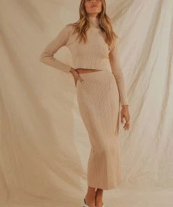 Peppermayo New & Most Loved Kasia Knit Midi Skirt - Beige
