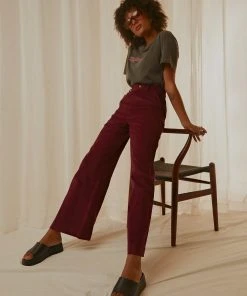 Afends New & Most Loved Maisie Hemp Corduroy Flared Pant - Wine