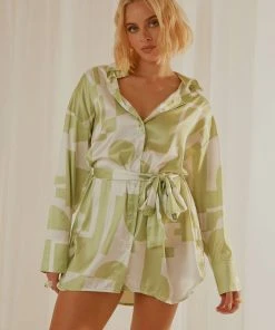 Peppermayo Exclusive Faye Mini Shirt Dress - Sage Retro 4 Peppermayo Exclusive Faye Mini Shirt Dress - Sage Retro
