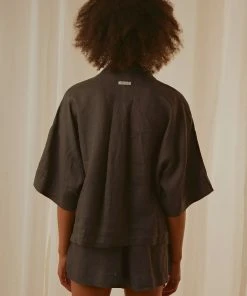 Nude Lucy New & Most Loved Nude Linen Lounge Shirt - Coal