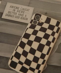 Peppermayo New & Most Loved For The Thrill IPhone Case - Black Warp Check