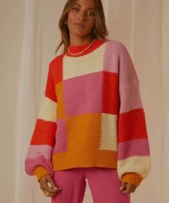 Peppermayo Exclusive New & Most Loved Tulum Nights Knit Jumper - Pink Patchwork 9 Peppermayo Exclusive New & Most Loved Tulum Nights Knit Jumper - Pink Patchwork