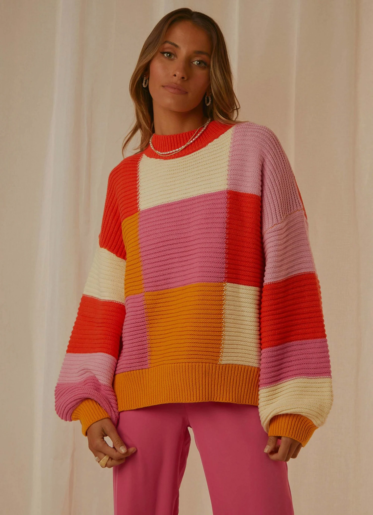 Peppermayo Exclusive New & Most Loved Tulum Nights Knit Jumper - Pink Patchwork 5 Peppermayo Exclusive New & Most Loved Tulum Nights Knit Jumper - Pink Patchwork