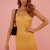 Peppermayo Big Wave Knit Dress - Mustard