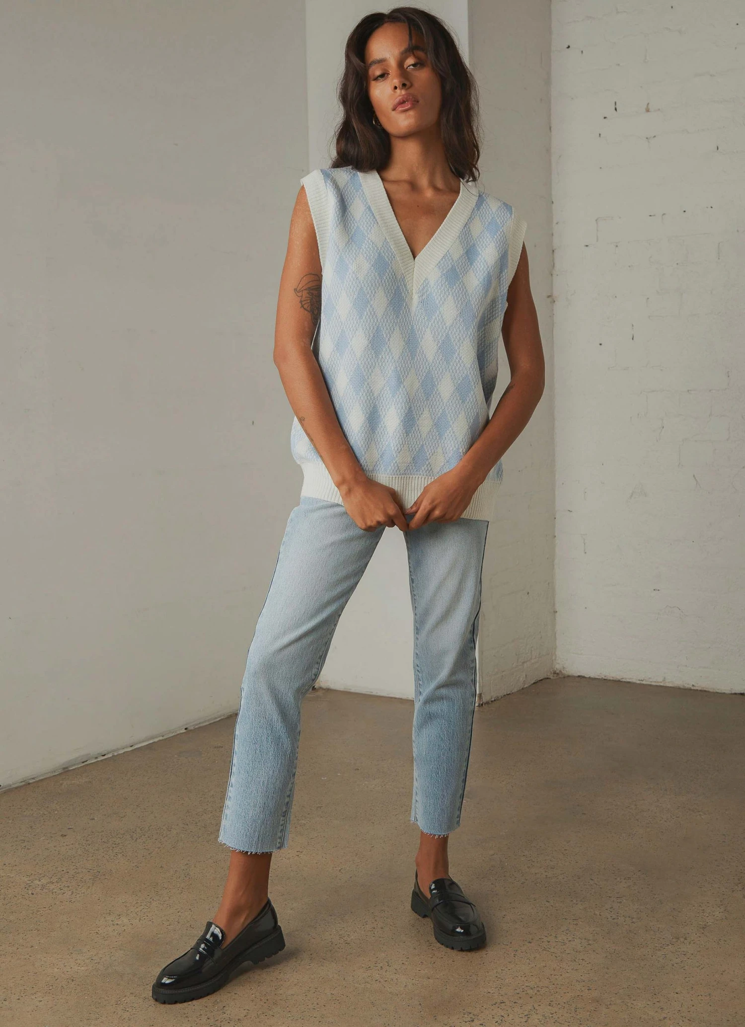 Peppermayo Young Forever Knit Vest - Blue Check New & Most Loved 5 Peppermayo Young Forever Knit Vest - Blue Check New & Most Loved