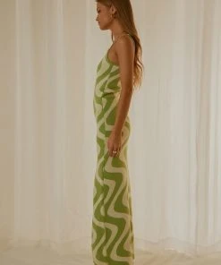 Peppermayo Exclusive Cali Sweetheart Knit Maxi Dress - Lime Wave New & Most Loved
