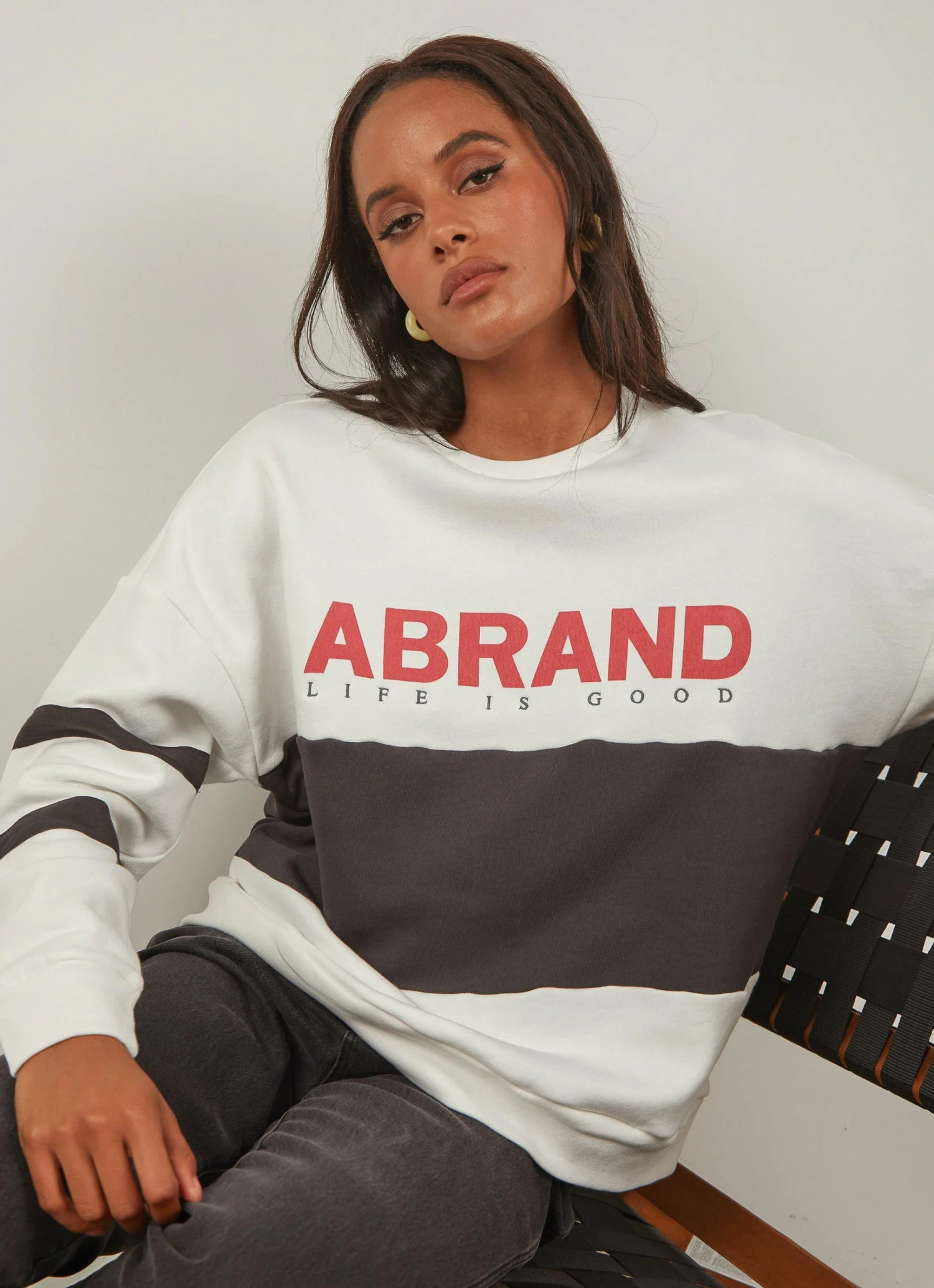 Abrand A Oversized Panelled Sweater - White Black New & Most Loved 4 Abrand A Oversized Panelled Sweater - White Black New & Most Loved