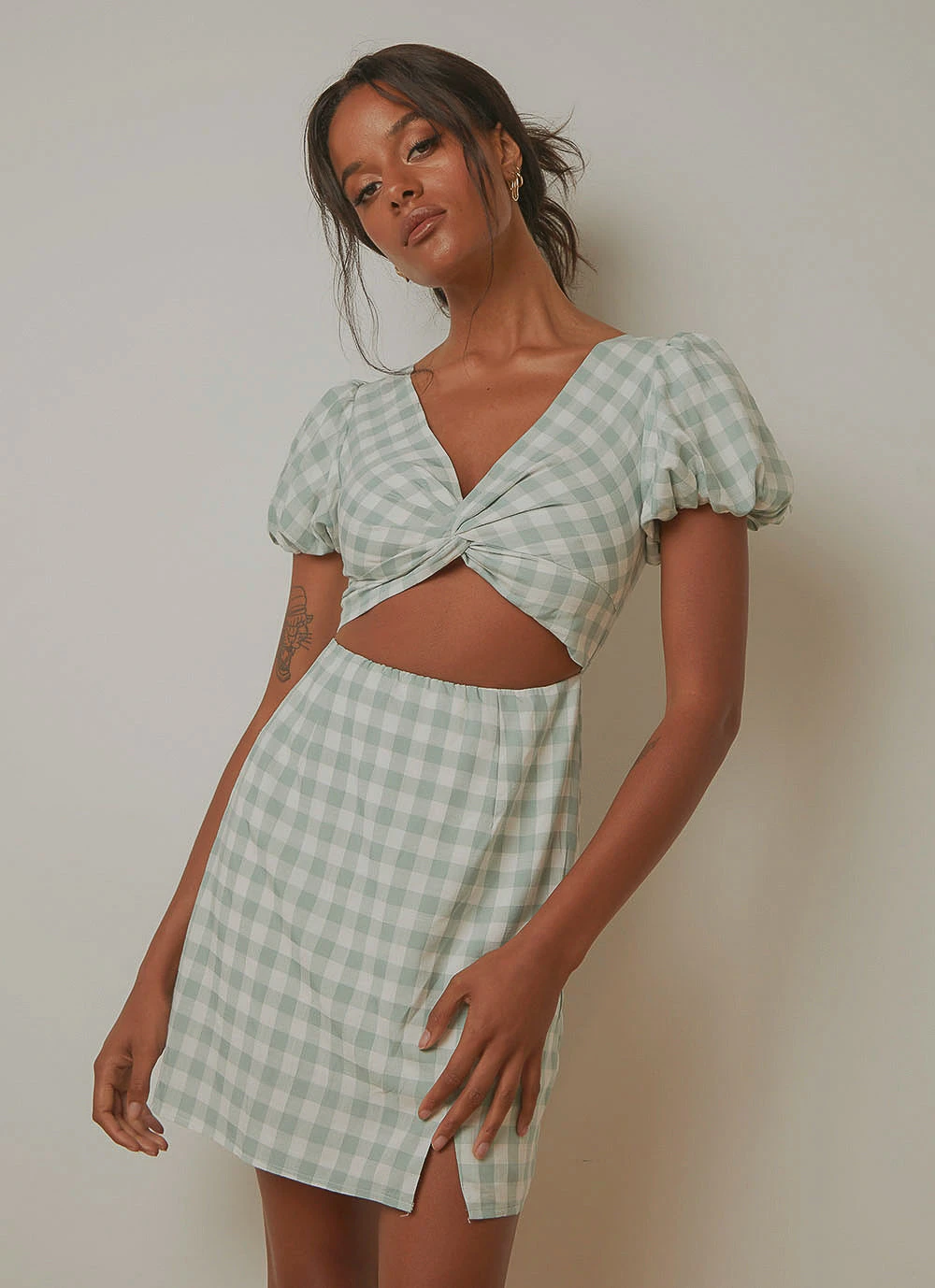 Peppermayo Our Time Gingham Mini Dress - Green Check New Dresses 3 Peppermayo Our Time Gingham Mini Dress - Green Check New Dresses