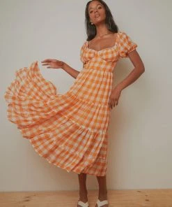 Peppermayo Blissful Midi Dress - Orange Check 4 Peppermayo Blissful Midi Dress - Orange Check