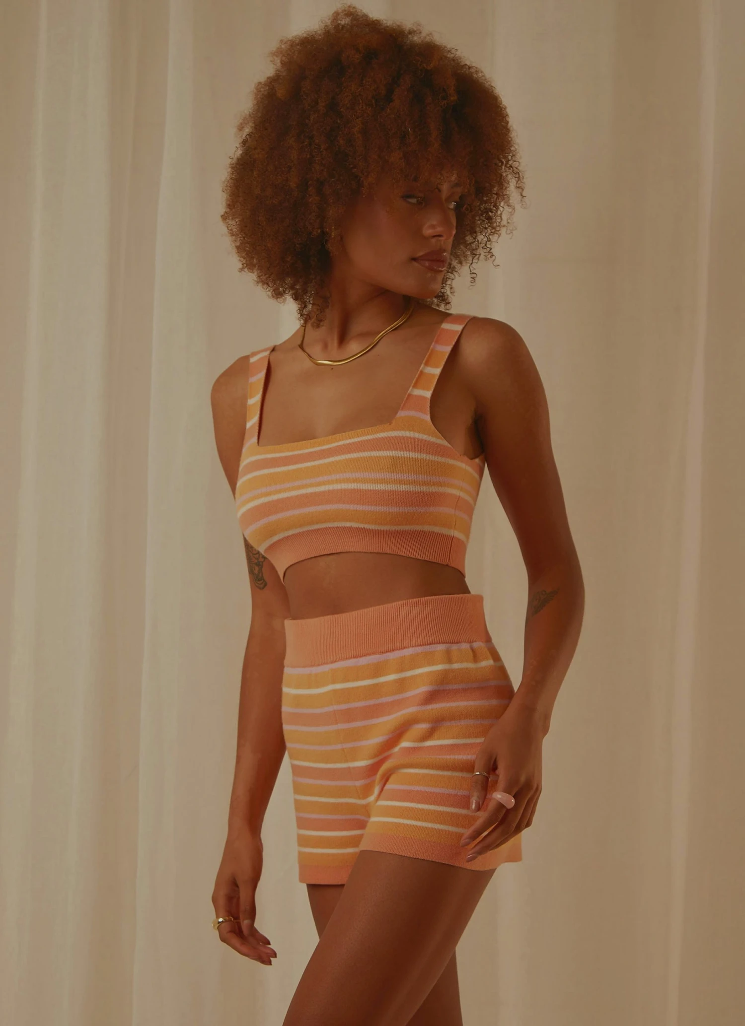 Peppermayo Exclusive New & Most Loved Love Train Knit Crop - Peach Multi Stripe 8 Peppermayo Exclusive New & Most Loved Love Train Knit Crop - Peach Multi Stripe