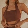 Peppermayo Exclusive Romantics Linen Halter Top - Choc Brown 1 Peppermayo Exclusive Romantics Linen Halter Top - Choc Brown