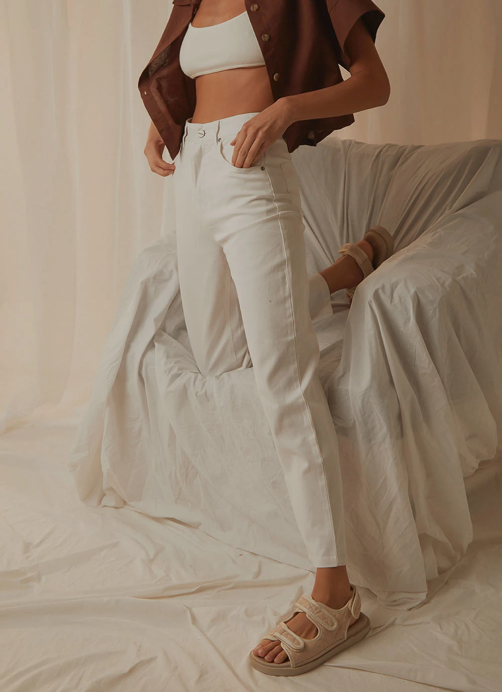 Afends Shelby - Hemp High Waist Wide Leg Jean - White 4 Afends Shelby - Hemp High Waist Wide Leg Jean - White