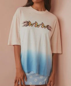 Afends New & Most Loved Rise High Hemp Oversized Tee - Pink Pip Dye