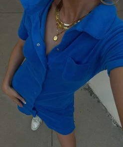 Vacancy Supply Daylight Terry Mini Dress - Cobalt New & Most Loved
