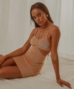 Peppermayo New & Most Loved Know Yourself Mini Dress - Beige