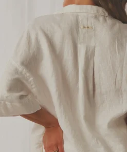 Nude Lucy Nude Linen Lounge Shirt - White New Tops 21 Nude Lucy Nude Linen Lounge Shirt - White New Tops