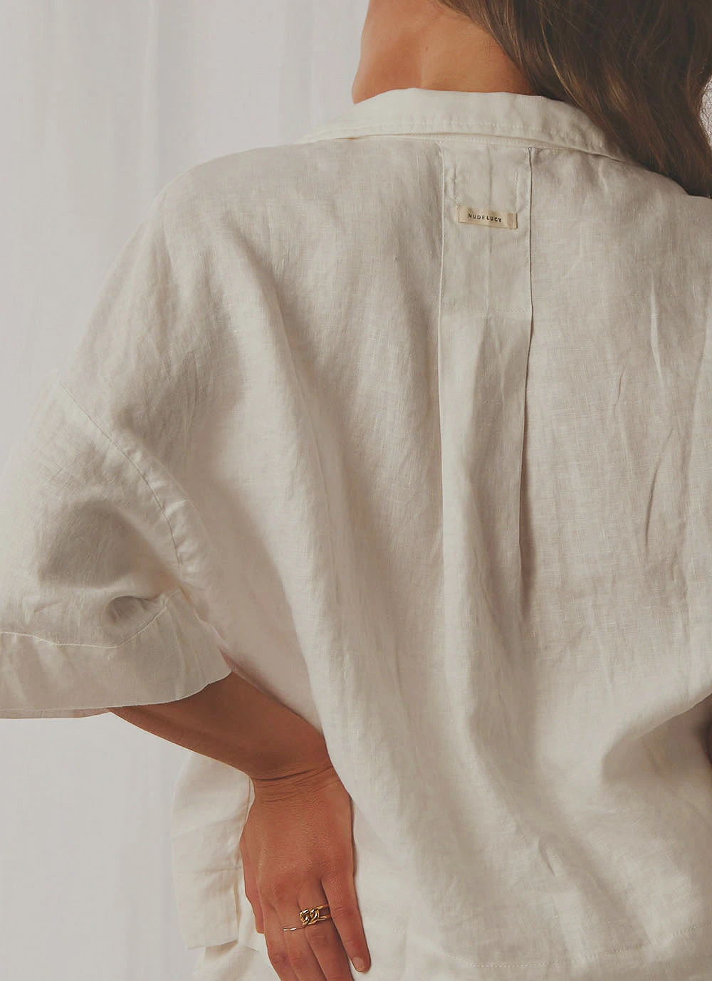 Nude Lucy Nude Linen Lounge Shirt - White New Tops 12 Nude Lucy Nude Linen Lounge Shirt - White New Tops