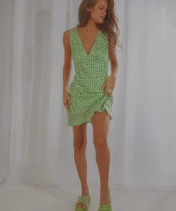 Peppermayo Exclusive Audrey Vintage Slip Dress - Lime Check Warp New & Most Loved 4 Peppermayo Exclusive Audrey Vintage Slip Dress - Lime Check Warp New & Most Loved