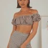 Peppermayo Exclusive New & Most Loved Les Deux Crop Top - Choc Brown Gingham 2 Peppermayo Exclusive New & Most Loved Les Deux Crop Top - Choc Brown Gingham