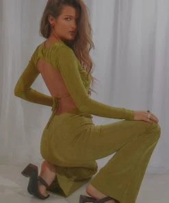 Peppermayo Exclusive Casia Long Sleeve Crop - Moss Green New & Most Loved