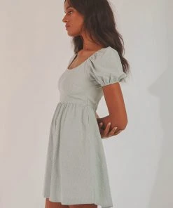 Peppermayo On The Horizon Mini Dress - Sage Gingham 10 Peppermayo On The Horizon Mini Dress - Sage Gingham