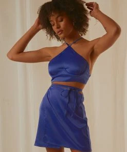 Peppermayo Exclusive Driving Force Crop Top - Cobalt New & Most Loved