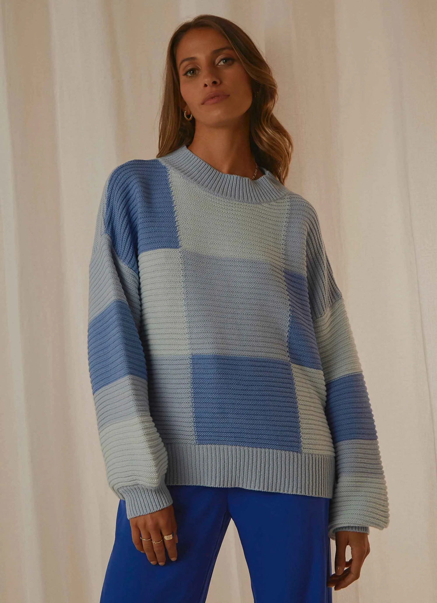 Peppermayo Exclusive Tulum Nights Knit Jumper - Blue Patchwork 5 Peppermayo Exclusive Tulum Nights Knit Jumper - Blue Patchwork