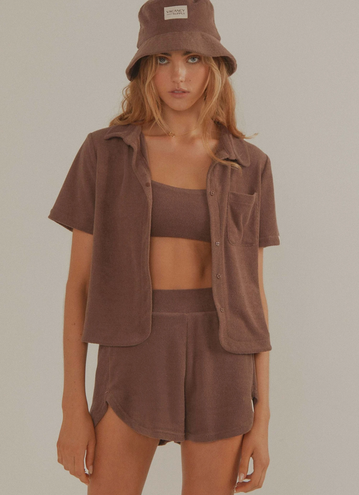 Vacancy Supply Holiday Terry Shirt - Choc Brown New & Most Loved 5 Vacancy Supply Holiday Terry Shirt - Choc Brown New & Most Loved