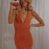 Peppermayo Exclusive Route 66 Mini Dress - Orange New & Most Loved