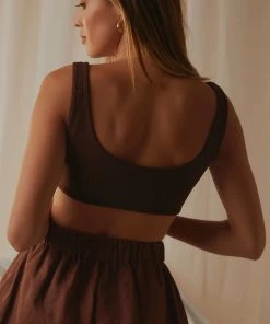 Peppermayo Exclusive New & Most Loved Girls Revolution Crop Singlet - Choc Brown