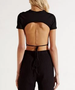 Peppermayo Attracted Crop Top - Black New & Most Loved