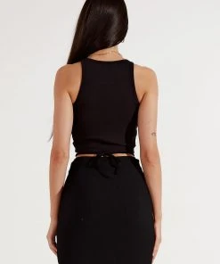 Afends Pearl - Rib Singlet - Black New & Most Loved