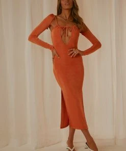Peppermayo Exclusive London & Paris Maxi Dress - Orange Shimmer New Dresses