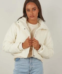 Cools Club Puff Club Crop Jacket - Bone Corduroy