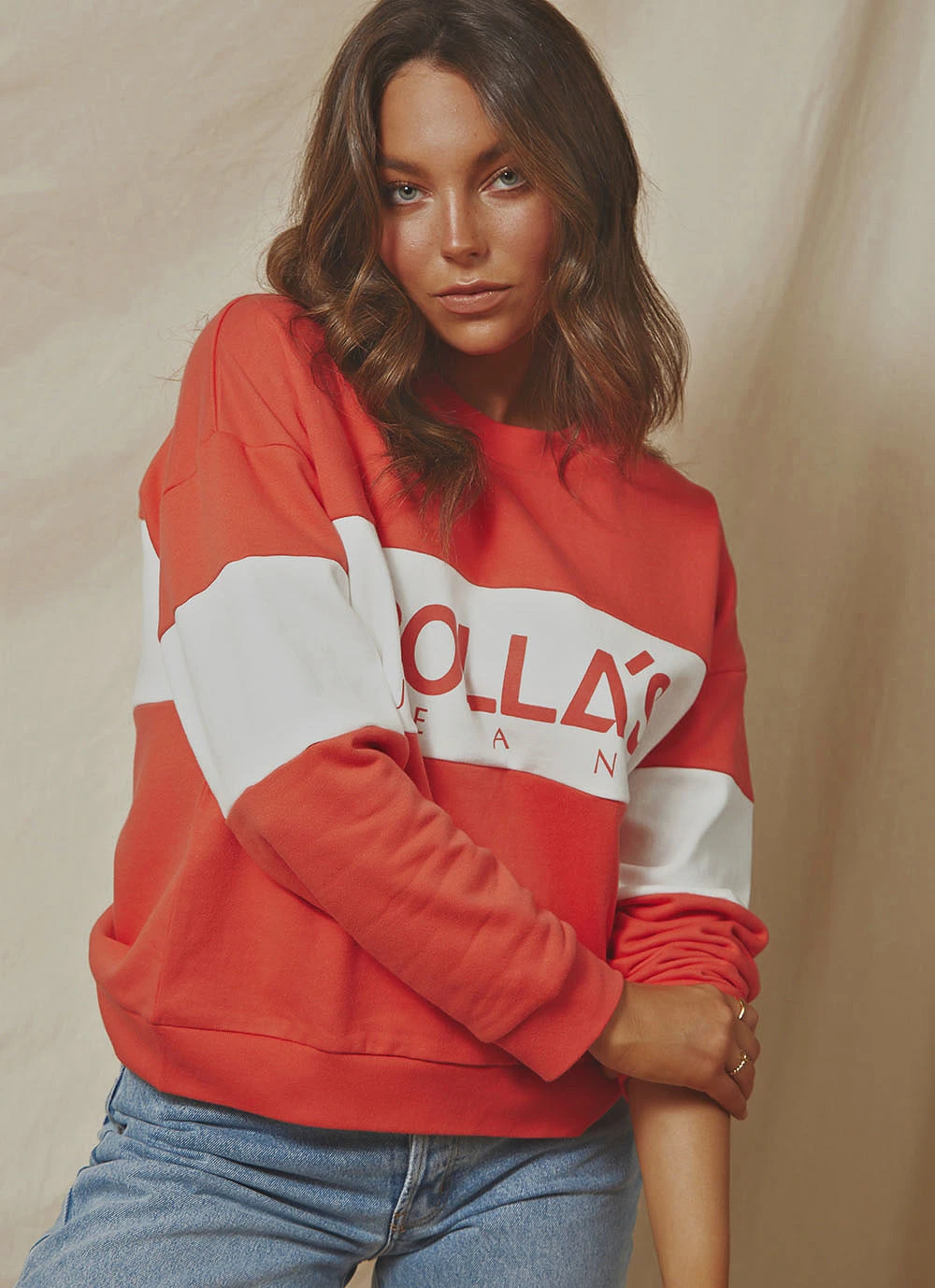 Rolla's Logo Split Sweater - Faded Red 4 Rolla's Logo Split Sweater - Faded Red