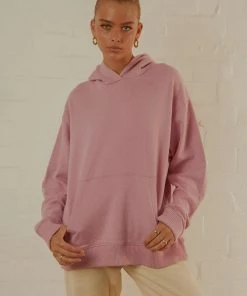 Afends Remi Hemp Oversized Hood - Smokey Pink