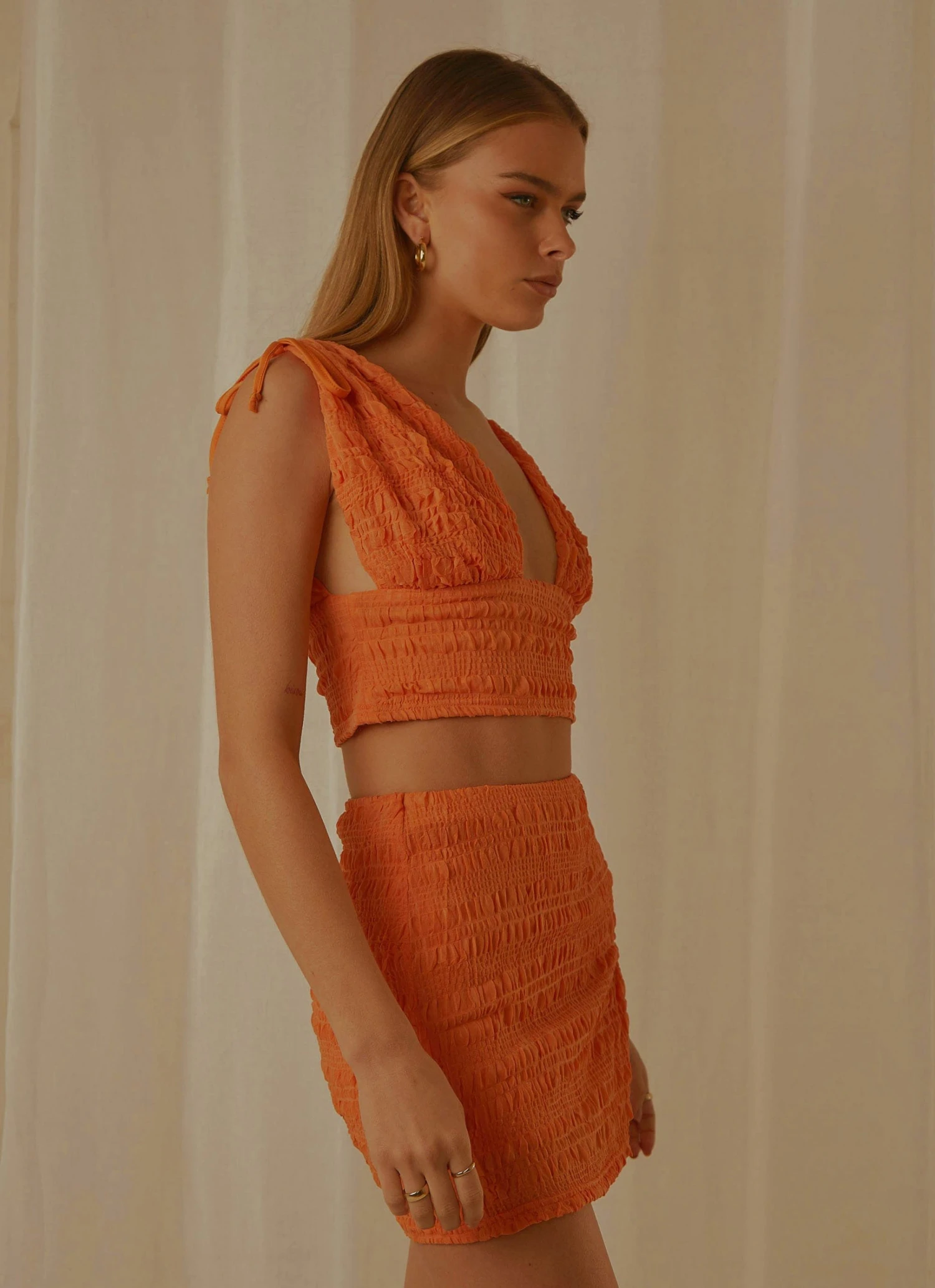 Peppermayo Exclusive My Type Ruched Crop Top - Papaya New & Most Loved 6 Peppermayo Exclusive My Type Ruched Crop Top - Papaya New & Most Loved