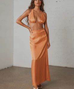 Peppermayo Exclusive New & Most Loved Long Nights Crop Top - Orange Shimmer