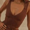 Peppermayo Exclusive New & Most Loved Parisian Life Linen Bustier Crop - Choc Brown