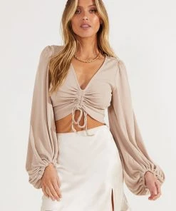 Peppermayo Exclusive Feminine Energy Crop - Beige New Tops