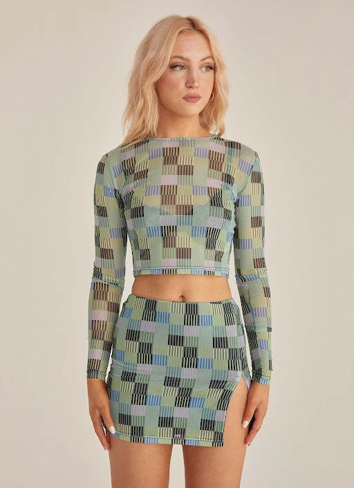 Riley Hubatka X Peppermayo Nights In L.A Mesh Top - Techno Check Riley Hubatka X Peppermayo Nights In L.A Mesh Top - Techno Check